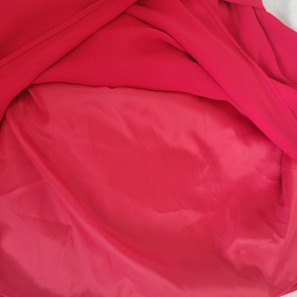 Jones Ware Dress Size 10 Cocktail Red Lined Flounce Chiffon Sleeveless Chic - Picture 5 of 7